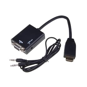 BestDealUSA Black HDMI to VGA Male to Female w/ Audio Output Adapter