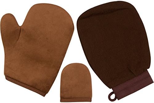 ScionBeauty Premium Improved Self Tanning Mitt Set - Applicator Mitt, Exfoliating Mitt and Facial Mitt - New Improved Double Sided Body Applicator Glove with a Thumb
