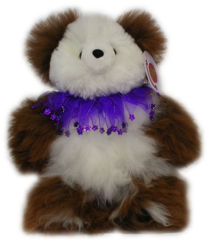 417d Hv8ooL Alpaca Bear. Genuine Multi Colored Alpaca Teddy Bear With Purple Rhinestones Collar. 18 Inches high.
