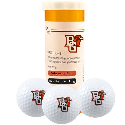Bowling Green State Falcons Team Logo Prescription Bottle 3-pack Golf Balls