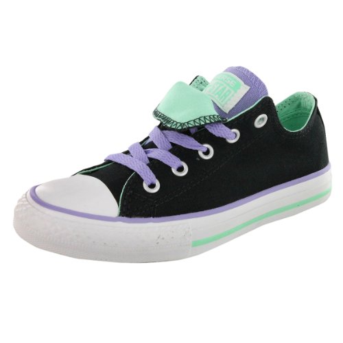 Converse Girls' Chuck Taylor All Star Double Tongue Canvas Sneaker Black 2 M US