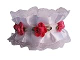 Bella's Luxury Leather Dog Collar - White Lace and White Ribbon with Miniature Flowers, White - Small 13