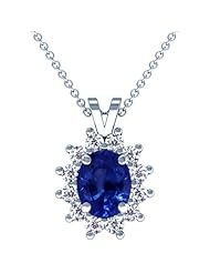 Platinum Oval Cut Blue Sapphire And Round Diamond Pendant (GIA Certificate)