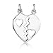 Chuvora Sterling Silver Cut-out little Heart in a Broken Heart Pendant for Couples