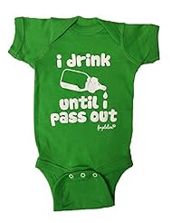 Apparel: Fayebeline Unisex Baby "I Drink Until I Pass Out" Funny Baby Gift Onesie 6-12 Month Apple Green