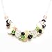 Fashion Silver Metal Chunky Stone Necklace with White Shell and Genuine Purple, Clear, Pink, Green Faceted Stone Beads