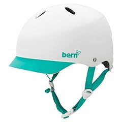 BERN Lenox Summer EPS Matte Helmet with Turquoise Brim (White, Large) 