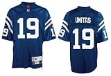 Reebok Johnny Unitas #19 Baltimore Colts Adult Royal NFL Replithentic (XL=50)