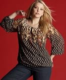 INC International Concepts Plus Size Printed Peasant Top