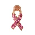 Ladies Pave Set Pink Sapphire Breast Cancer Ribbon Pendant Gem .50cttw