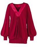 Satin-trim blouson top