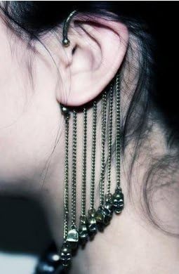 ATM FashionWorld Retro Tassel Punk Overflow Skulls Ears Hang Party Earrings (Bronze Color) No.1