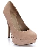 Sexy! Taupe Faux Suede Round Toe Stiletto Pump