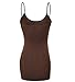 Emmalise Clothing Women's Basic Casual Plain Long Camisole Cami Top Tank, Heather Brown, Small