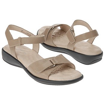 Walking Cradles Women's Sky Velcro Sandal,Beige Leather,7.5 W US