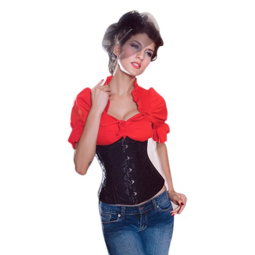 Muka Black Floral Tapestry Underbust Corset Bustier, Valentine's Gift Idea