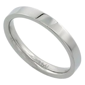 Stainless Steel 3 mm (1/8 in.) High Polish Comfort Fit Flat Wedding Band / Thumb Ring (Available in Sizes 5 to 12): Jewelry