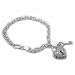 Sterling Silver Designer Simulated Diamond CZ Pave Heart Key Charm Bracelet