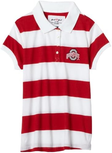 Garb NCAA Ohio State Buckeyes Betty Youth Striped Polo Shirt (Medium, Red)