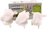 RSVP Animal Cheese buttons white porcelain, set of 3