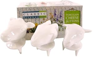 RSVP Animal Cheese buttons white porcelain, set of 3