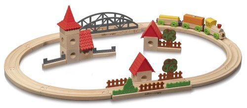 Eichhorn  100004951 - Holz Bahn oval, 39-teilig, 65 x 48 cm, inklusiv Zubeh&ouml;r Preisvergleich