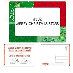 Sunshine Girl 4" x 6" Magnetic Postcard Picture Frame, 'Merry Christmas Stars', Frame Colors: Greens and Red.