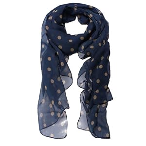 eFuture(TM) Navy Blue Women Lady Girl Beautiful Fashion Charming Beige Polka Dot Warm Scarf Wrap Shawl +eFuture's nice Keyring