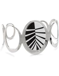 Invicta "Luce" Black and White Polished Optical Stone Stretch Cuff