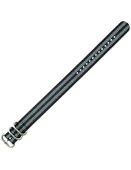 NATO Military RAF Style Ballistic Nylon Watch Band - Black / Grey - 20mm
