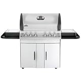 Napoleon Mirage Series: M605RSBIPSS1 70'' Freestanding Gas Grill with 850 sq. in. Standard flush mount 11,000 BTU side burner and Patented 304 stainless steel WAVE rod cooking grids. Full width removable drip pan for easy clean ups: Liquid Propane