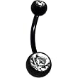 Black Double Gem Anodized Titanium Belly Ring
