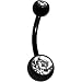 Black Double Gem Anodized Titanium Belly Ring