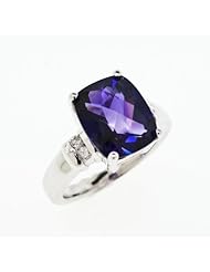 4.50 Ct Cushion Cut Amethyst Diamond 14k White Gold Ring Size 6.5 Trend of 2013!