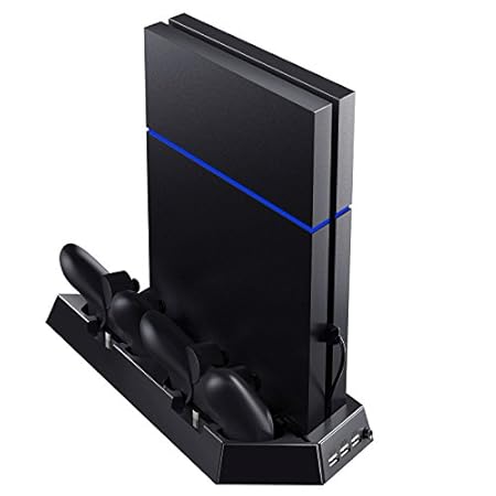 Kootek Vertical Stand with Cooling Fan, Controllers Charging Station with Dual Charger Ports and USB HUB for PlayStation 4 Console Dualshock 4