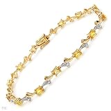 Bracelet With 3.03ctw Precious Stones - Genuine Diamonds and Sapphires in Two tone Gold. Total item weight 5.8g Length 7in