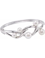 Sterling Silver Freshwater Cultured Pearl Cuff Bracelet -- LIFETIME WARRANTY