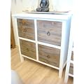 Kommode, Schrank, 4 Schubladen, antik wei�, braun, Sideboard rustikal, Landhaus M�bel Deko shabby, Holz, !!!! ca. 70cm x 32cm x 70cm !!!!!