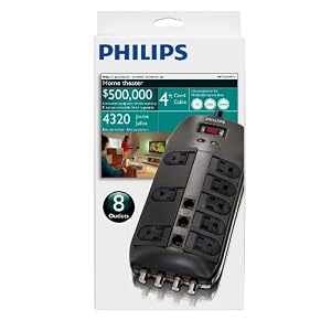417e02WoVPL. SL500 AA300  Philips SPP1135WA 8 Outlet Home Theater Surge protector   $15 Delivered
