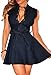 ZKESS Women's Sleeveless Low Neck Denim Belted Skater Dress XL Size Dark Blue