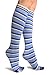 LissKiss Blue & Dark Blue Stripes & Printed Smiles Knee High Toe Socks - Toe Socks