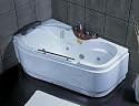 LineaAqua Linden 60 x 36 Whirlpool Jetted Bathtub with Wood Trim, Hand Shower, Towel Bar, Headrest, Bathtub Filler, 7 Jets