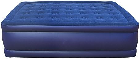 Inflatable Mattresses, Airbeds Smart Air Beds Raised Deluxe Coil Beam Flock Top Air Bed, Blue (King)