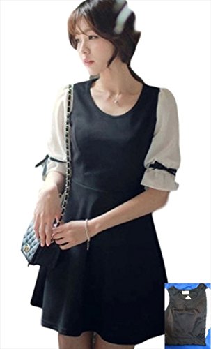 (フムフム) fumu fumu 2016 夏 レディース 甘カワ ワンピース ( スウィート モノトーン 五分袖 ) シースルー 大人 かわいい レディース 二次会 S M L XL XXL 白 黒 ホワイト ブラック