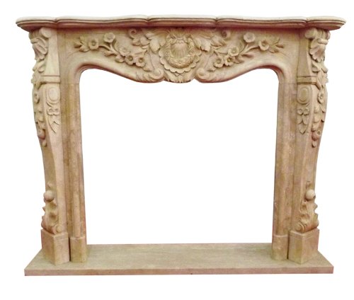 Cheminée en marbre de couleur sable bordure 150x120cm Baroque Rococo style antique D He 13,