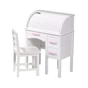 Kid's Top Desk And Chair Set - White Finish by