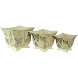 Corinthian Theme with Butterflies Set of 3 Nested Metal Planters