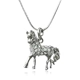Silver Austrian Crystal Studded Horse Charm Fashion Pendant Necklace