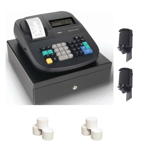 Royal 500DX 16-Department with 999 PLU'S & 8-Clerk ID's and 4-Tax Rates Cash Register + 6 Thermal Register Paper Rolls + 2 Black Ink Rollers