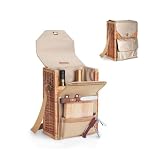 Picnic Time Corsica Willow 2-Bottle Basket w/ Cheese Service For 2 (Tan/Gold)
